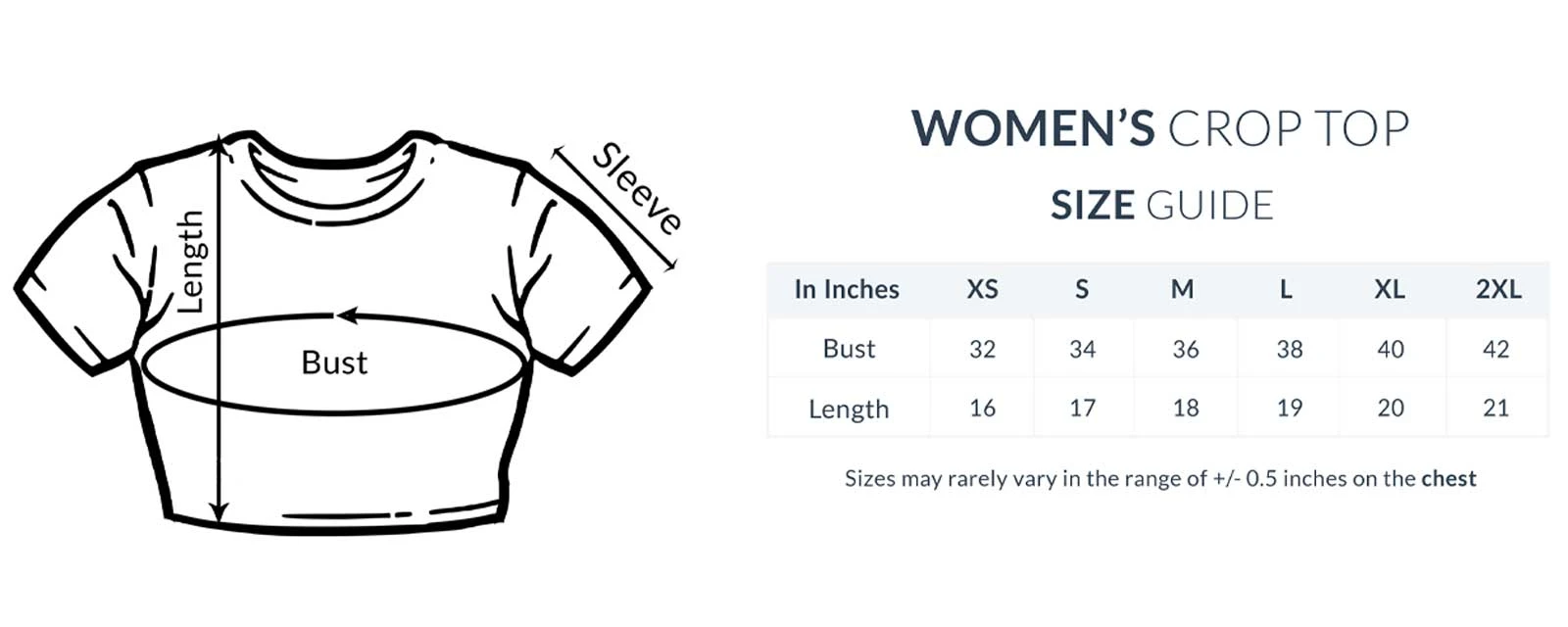 Women's Crop Top Size Guide
